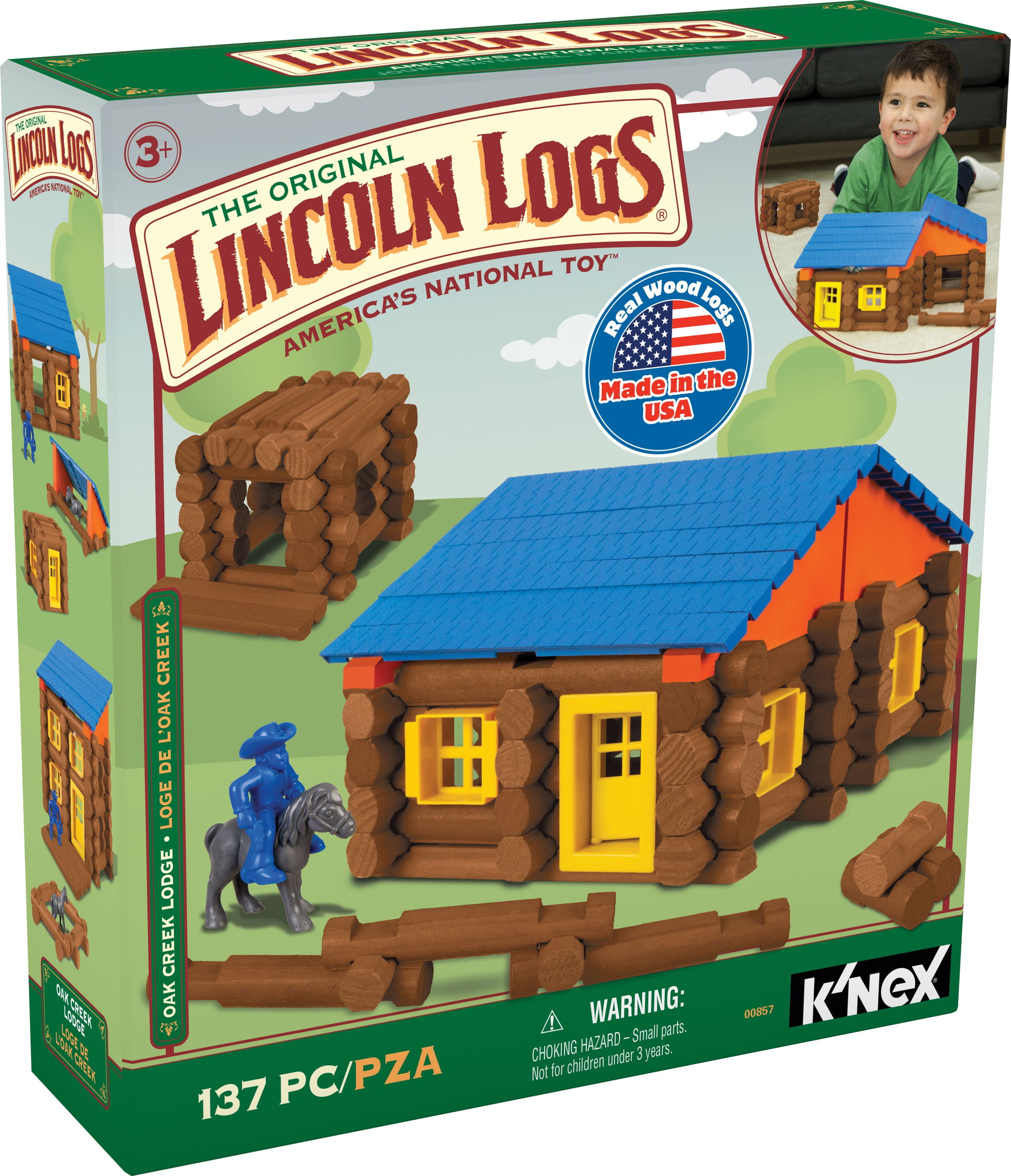 LINCOLN LOGS Oak Creek Lodge 137 Pieces Ages 3 Preschool Education Toy