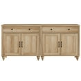 thumbnail image 1 of Oak Farmhouse TV Stand for 75 inch TV with 4 Doors and 2 Drawers, 1 of 6