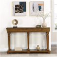 thumbnail image 1 of Oak Finish Console Table with Lower Shelf, Entryway Sofa Table with Storage for Living Room, Hallway, 1 of 6