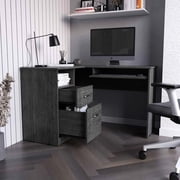 Oak Finish L-shaped Study Desk - Left Return, 45.81in Depth, 30.5in Height Artist With Stability , Keyboard Shelf
