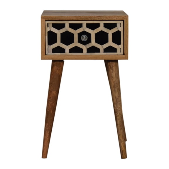 Oak Finish Solid Wood Bedside / Modern Bedroom Decor / Single Drawer Convenience