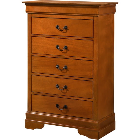 Oak Finish Storage Chest | Metal Hardware for Long - Lasting Use | Particle Board Composition | Protects Drawers from Falling