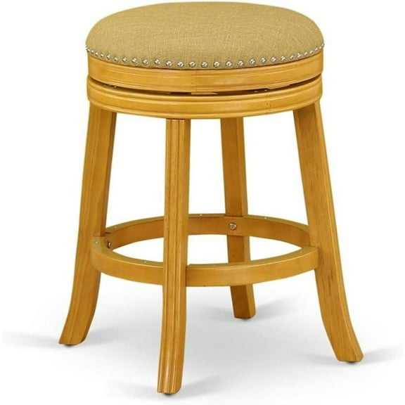 Oak-Finished Wood Counter Height Stool | 24" Seat Height | Vegas Gold Upholstery | Swivel Seat | High-Density Foam | Durable & Stylish | Perfect for Dining, Pool, or Game Room