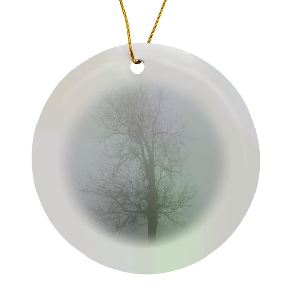 3drose, Oak Forest in Fog in Autumn, Romania., Circle Porcelain Ornament