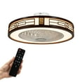 thumbnail image 1 of Oak Frame and Acrylic Panel Modern LED Chinoiserie Ceiling Fan with Light Kit and Remote Control, 1 of 28