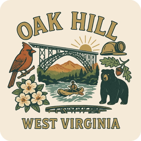 Oak Hill West Virginia Keepsakes Souvenir Vinyl Sticker – Destination Travel Keepsake Collectible (6-Inches Wide)