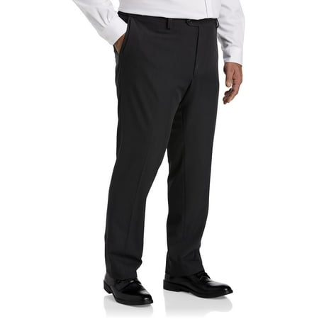 Easy Stretch Flat-Front Dress Pants Charcoal 46 x 32