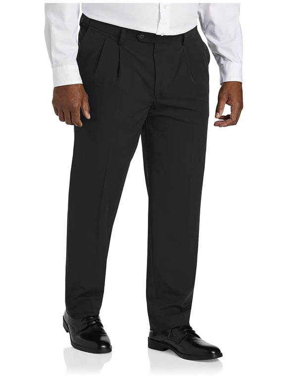 Easy Stretch Pleated Dress Pants Black 44 x 32