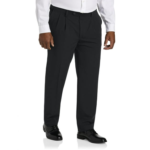 Easy Stretch Pleated Dress Pants Black 48 x 32