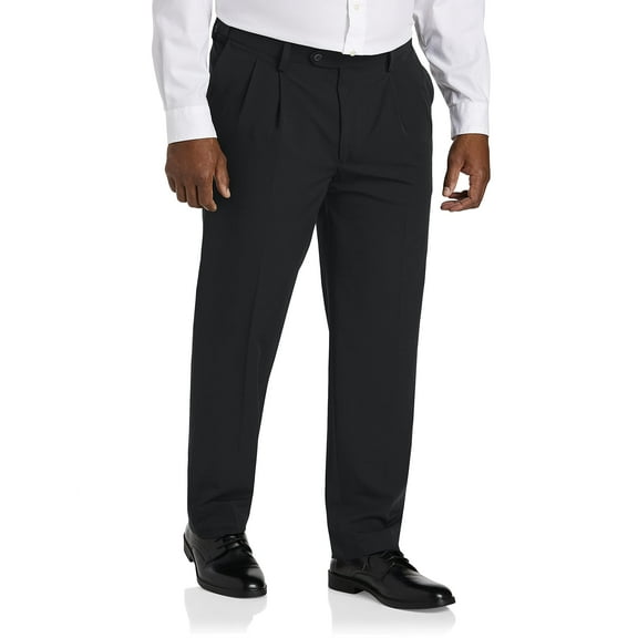 Easy Stretch Pleated Dress Pants Black 60 x 32