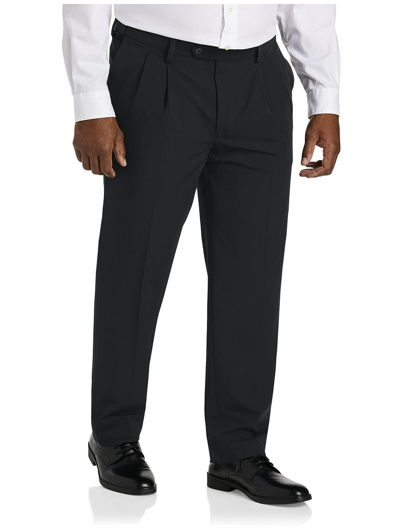 Easy Stretch Pleated Dress Pants Black 62 x 32 - Walmart.com