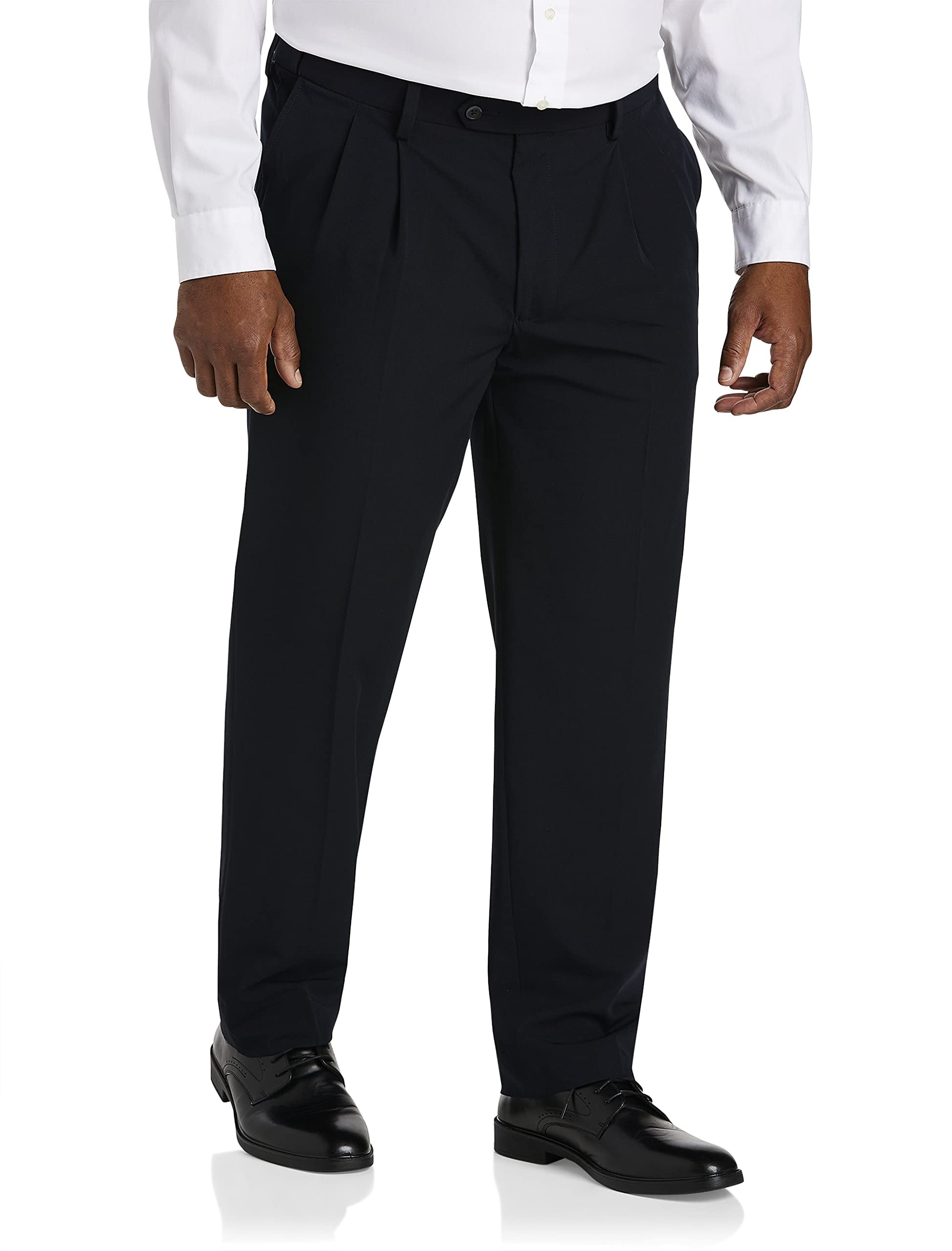 Easy Stretch Pleated Dress Pants Navy 46 x 30 - Walmart.com