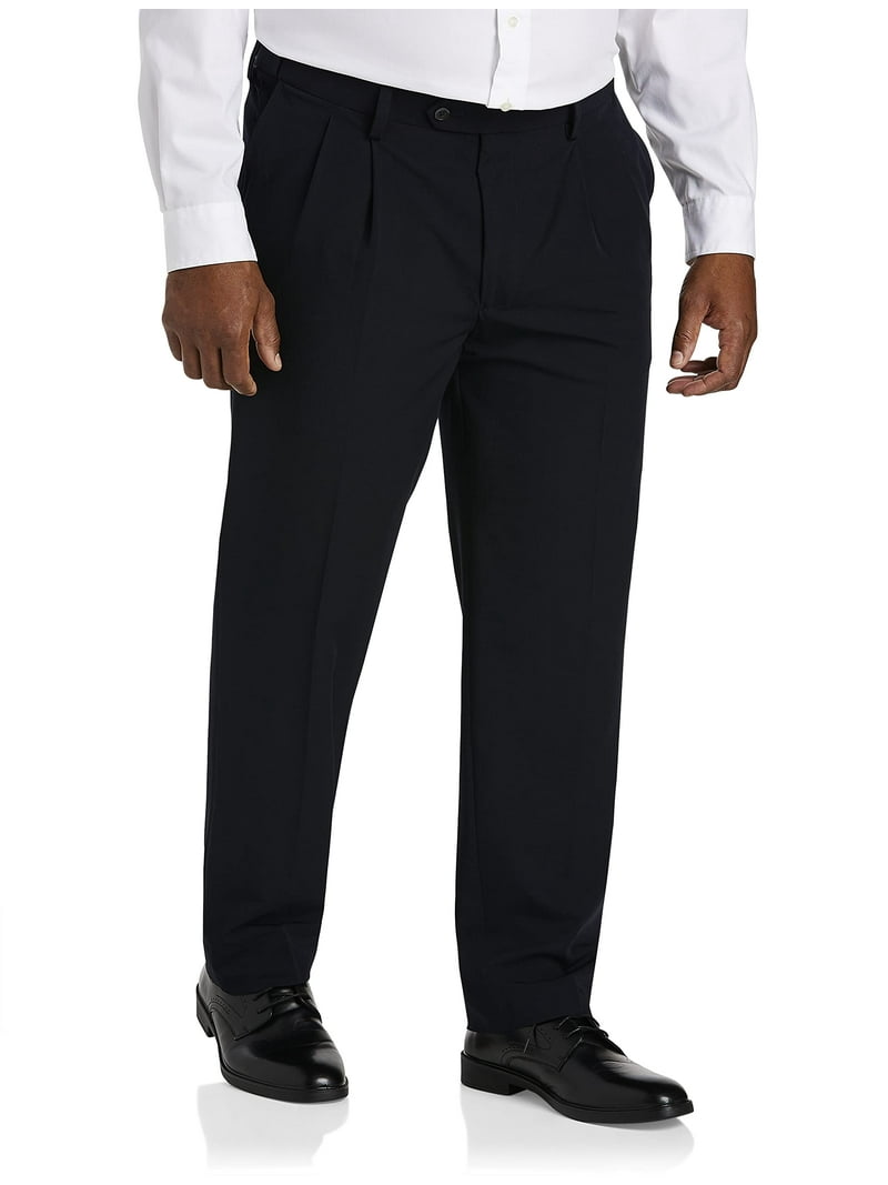 Easy Stretch Pleated Dress Pants Navy 46 x 30 - Walmart.com