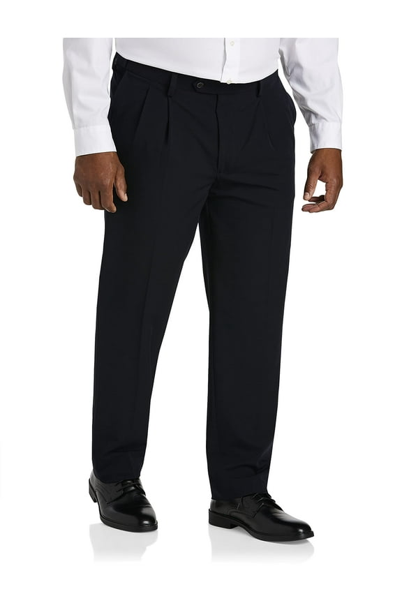 Easy Stretch Pleated Dress Pants Navy 48 x 32