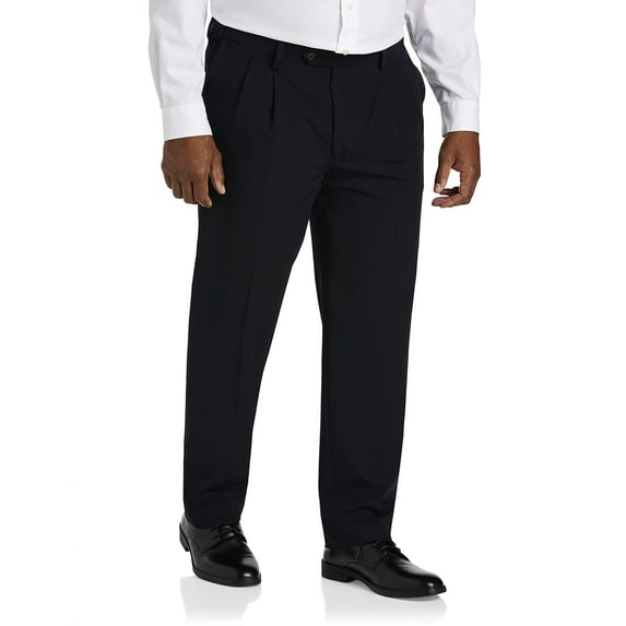 Easy Stretch Pleated Dress Pants Navy 50 x 32