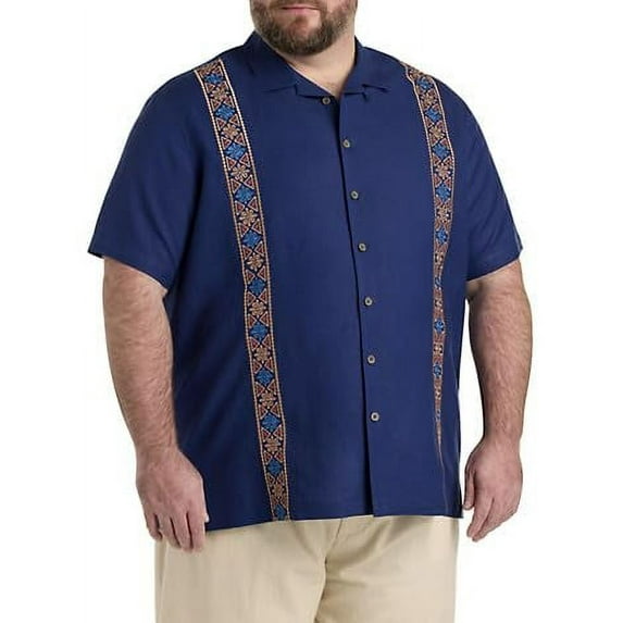 Embroidered Panel Sport Shirt Blue Multi 3XL