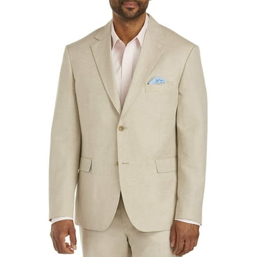 Oak Hill by DXL Men's Big and Tall Jacket-Relaxer Linen-Blend Suit Jacket Flax 5XL