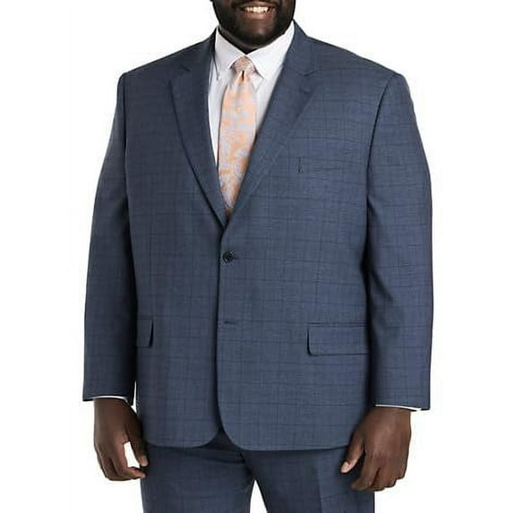 Jacket-Relaxer Windowpane Suit Jacket Blue 52