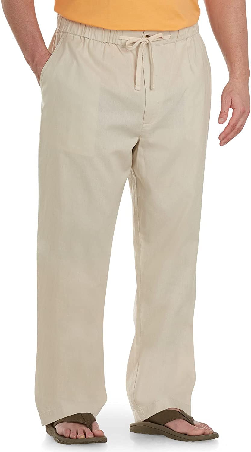 Oak Hill by DXL Men's Big and Tall LinenBlend Drawstring Pants