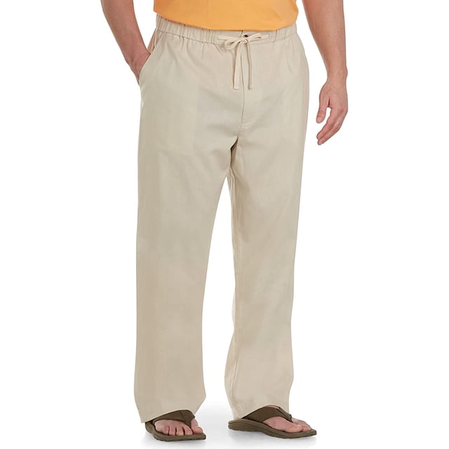 Oak Hill by DXL Men's Big and Tall LinenBlend Drawstring Pants