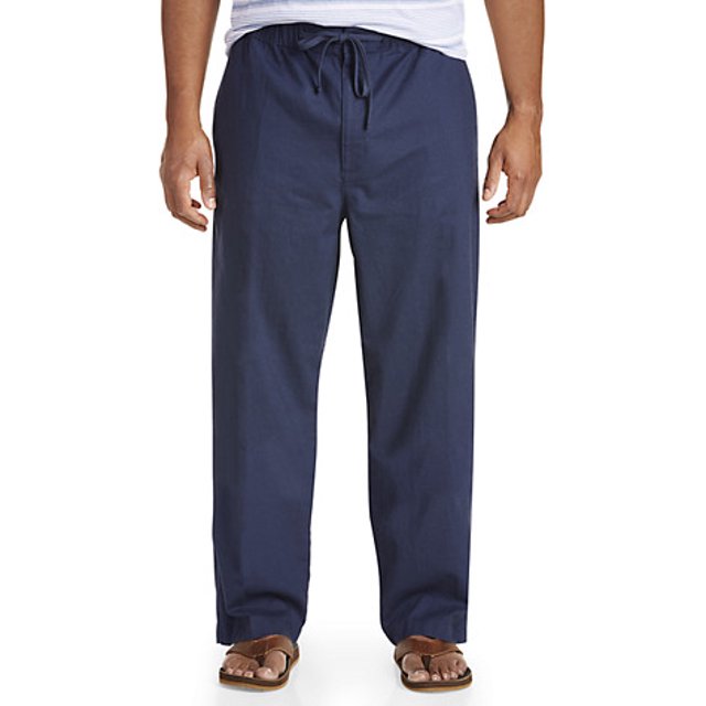 Oak Hill by DXL Men's Big and Tall LinenBlend Drawstring Pants Navy
