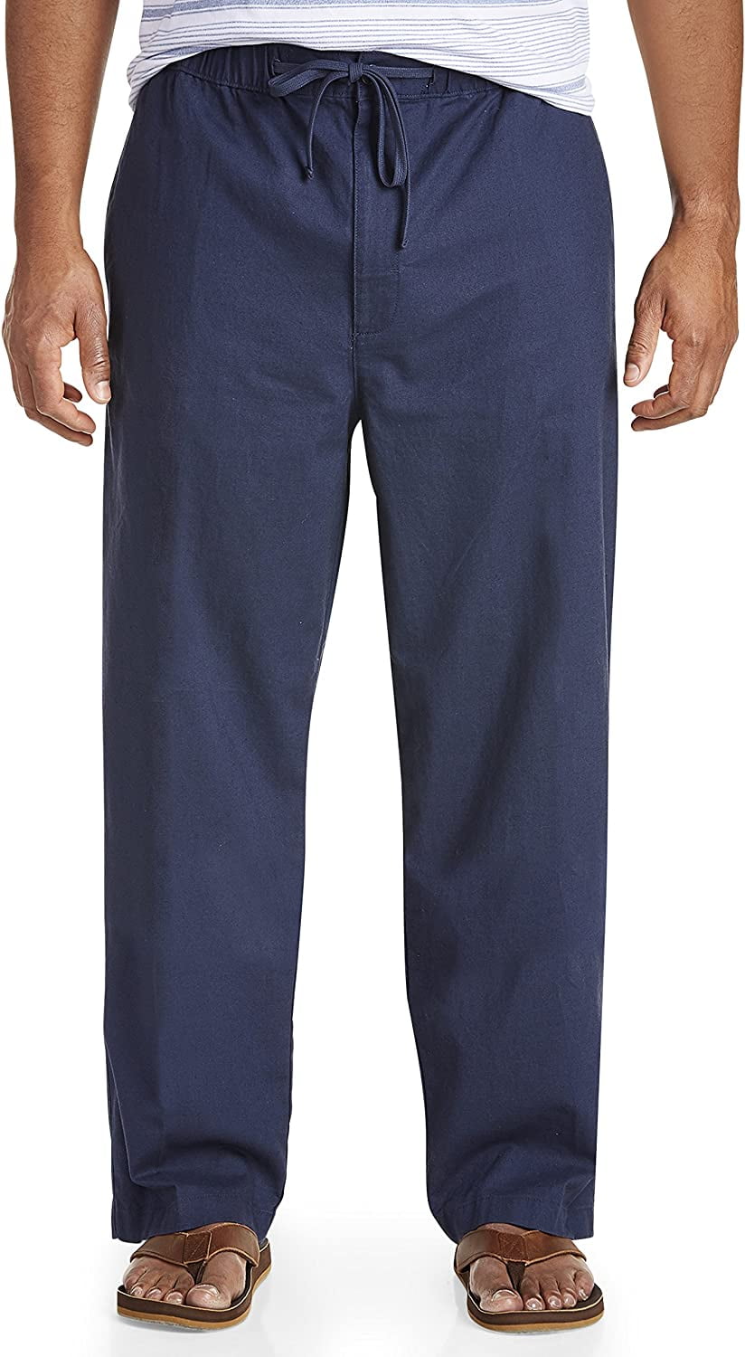 Oak Hill by DXL Men's Big and Tall LinenBlend Drawstring Pants, Navy