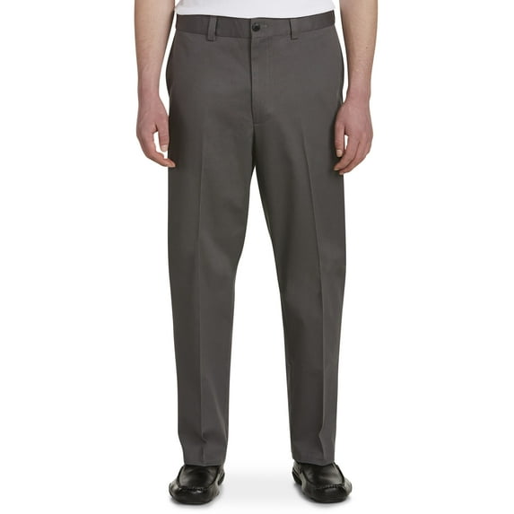 Oak Hill by DXL Men's Big and Tall Premium Stretch Twill Pants, Grey, 50W X 28L, Regular Rise
