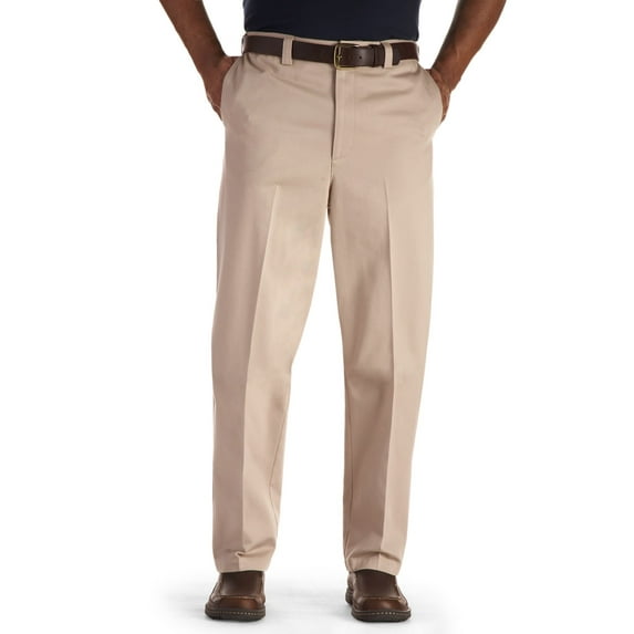 Oak Hill by DXL Men's Big and Tall Premium Stretch Twill Pants, Khaki, 42W X 38L, Long Rise