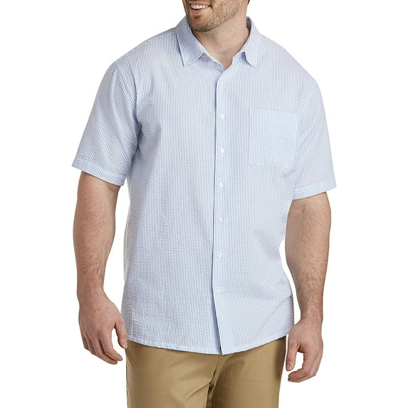 Oak Hill by DXL Men's Big and Tall Seersucker Stripe Sport Shirt, Ultramarine, 5XL