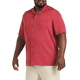 thumbnail image 1 of Oak Hill by DXL Men's Big and Tall  Men's Big and Tall Solid Camp Shirt, Hibiscus Red, 3XL, 1 of 6