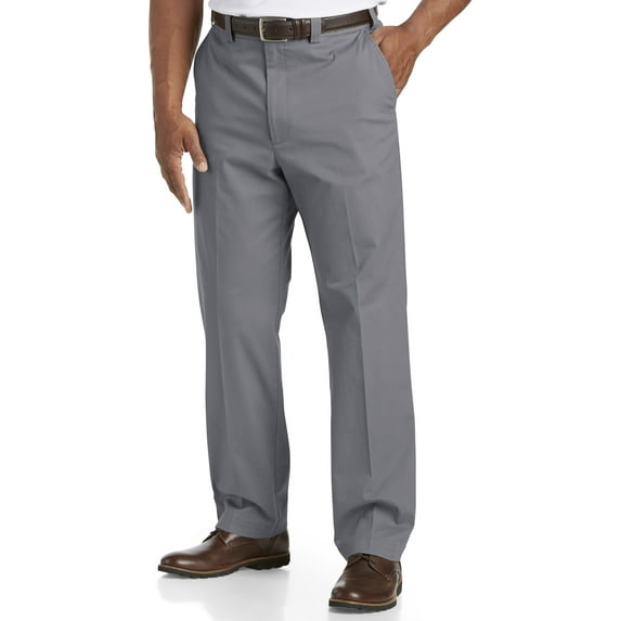 Oak Hill by DXL Men's Big and Tall Straight-Fit Waist-Relaxer Stretch Twill Pants, Slate, 48W X 32L