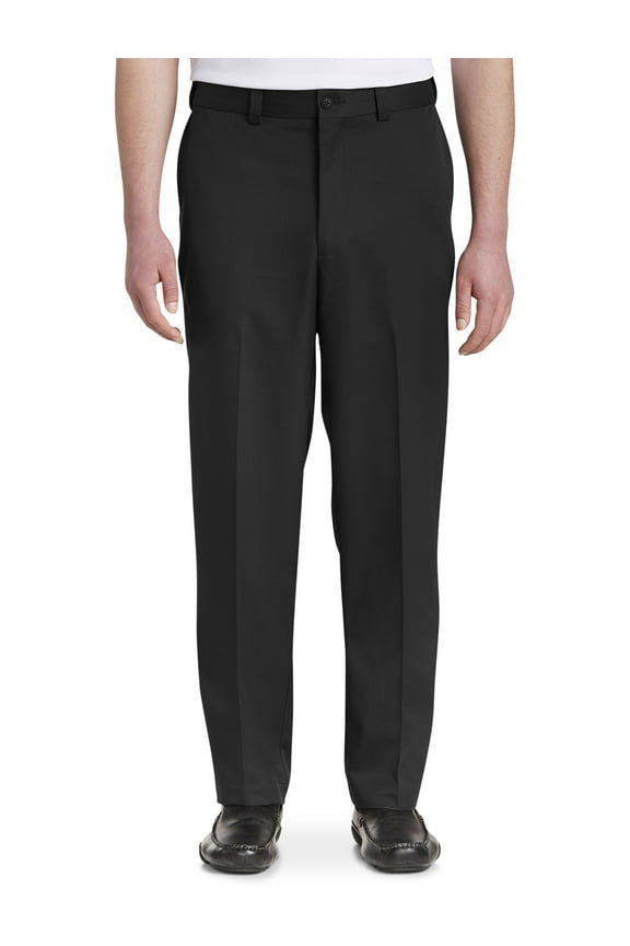 by DXL Men's Big and Tall Waist-Relaxer Flat-Front Microfiber Pants- New Improved Fit, Black, 48W X 30L