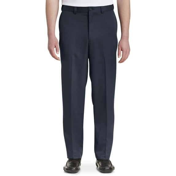 Oak Hill by DXL Men's Big and Tall Waist-Relaxer Flat-Front Microfiber Pants- New Improved Fit, Navy, 50W X 32L