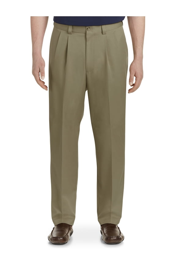 by DXL Men's Big and Tall Waist-Relaxer Pleated Microfiber Pants- New & Improved Fit, Dark Taupe, 44W X 30L