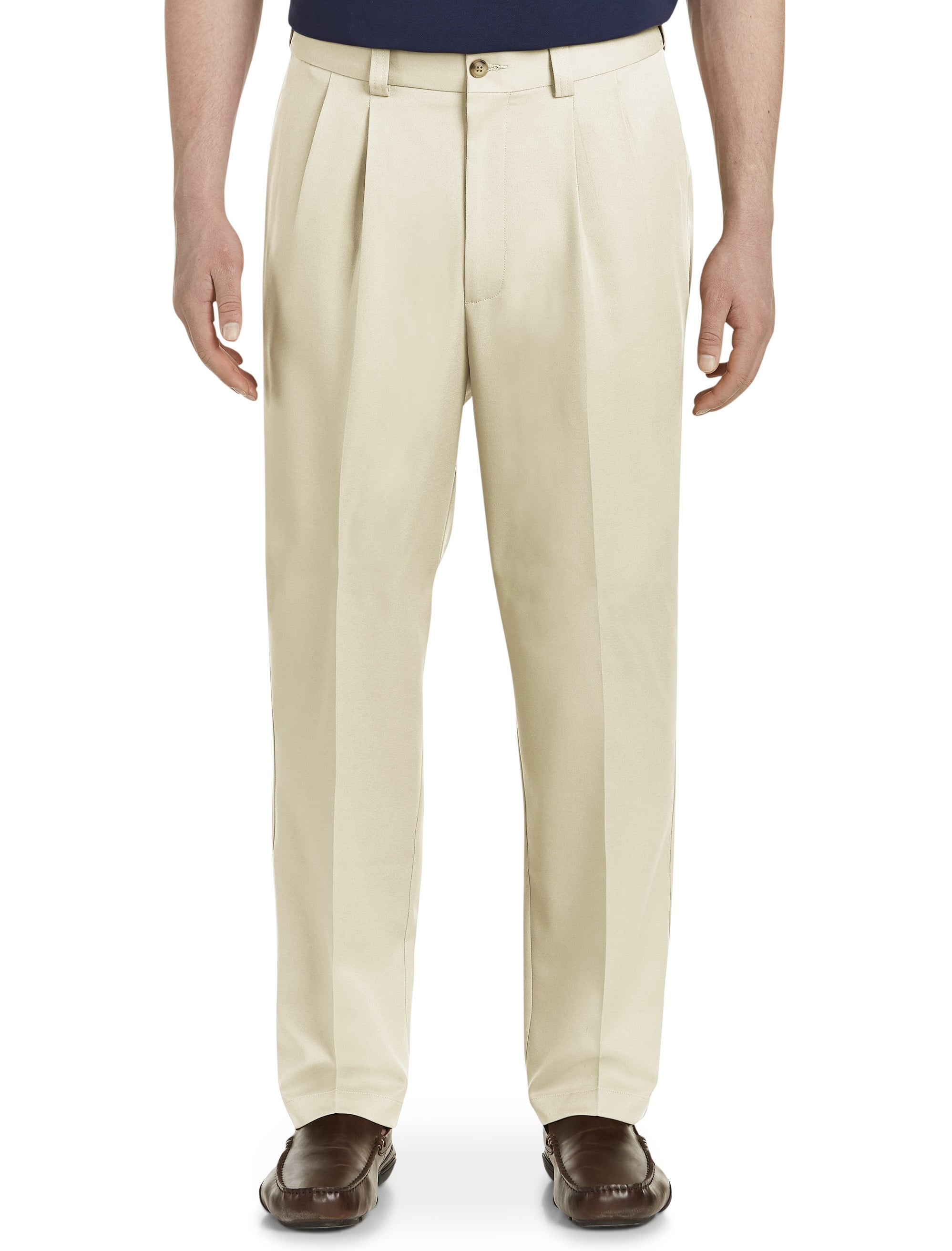Oak Hill by DXL Men s Big Tall Microfiber Pants Waist Relaxer Pleated New Khaki 50W X 28L Walmart