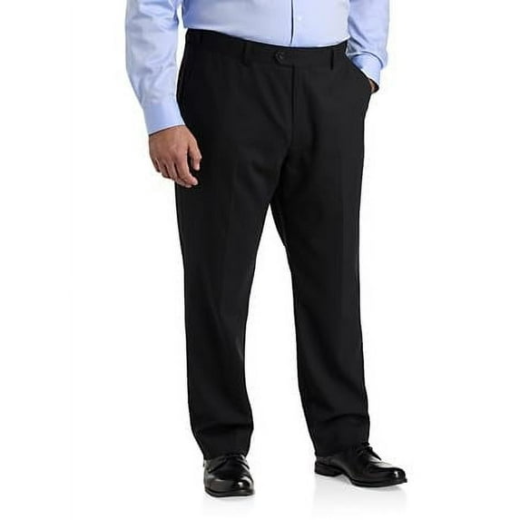 Perfect Fit Waist-Relaxer Flat-Front Suit Pants Black 52 x 32