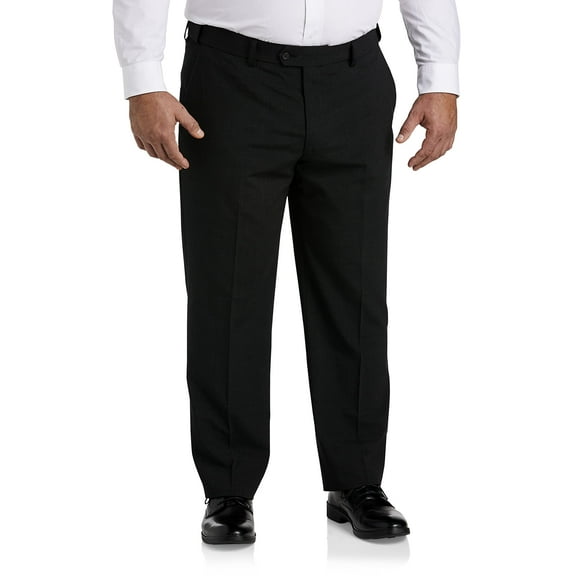 Perfect Fit Waist-Relaxer Flat-Front Suit Pants Charcoal 50 x 32