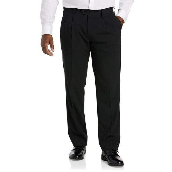 Perfect Fit Waist-Relaxer Pleated Suit Pants Charcoal 56 x 32
