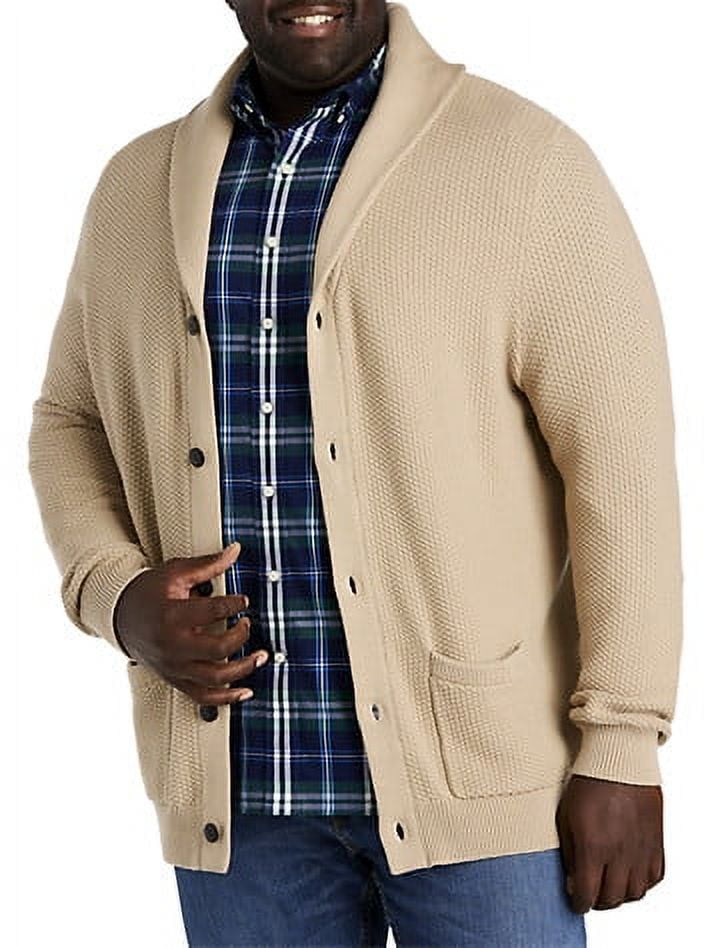 Oak Hill by DXL Men's Big and Tall Shawl Collar Cardigan Humus 4XLT