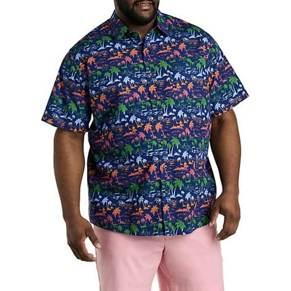 Tropical Print Sport Shirt Blue Multi 5XL