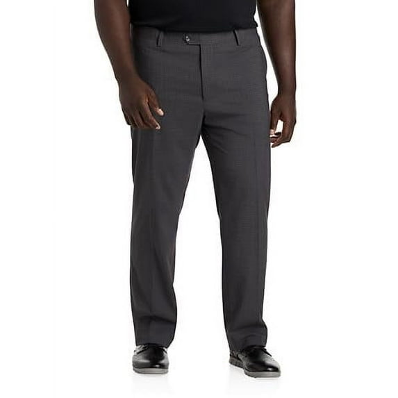 Waist-Relaxer Mini Plaid Dress Pants Grey 48 x 32