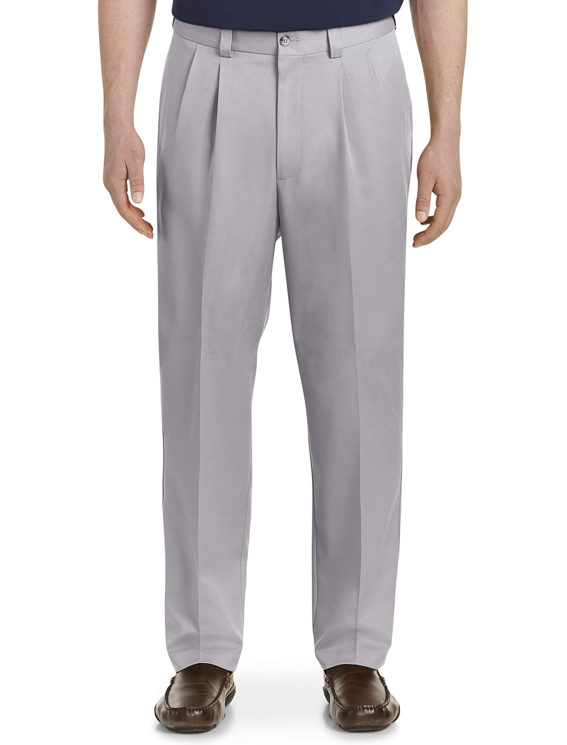 Oak Hill By DXL Men's Big & Tall Waist-Relaxer Microfiber Pants – Flat Front, 4" Stretch Waist, Multiple Colors (Sizes 42-60)