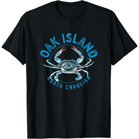Oak Island North Carolina Blue Crab Design T-Shirt