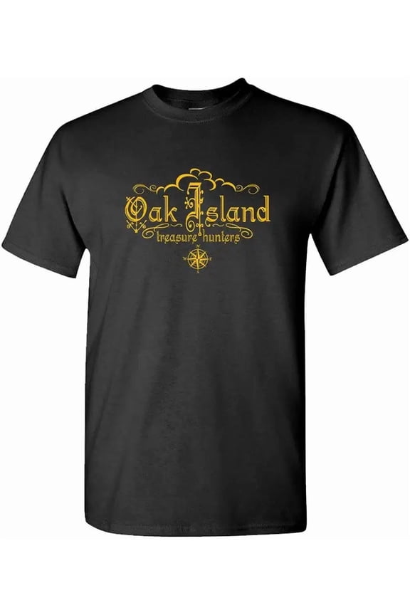 Oak Island Treasure Hunters Compass Graphic Men's Black Cotton T-Shirt