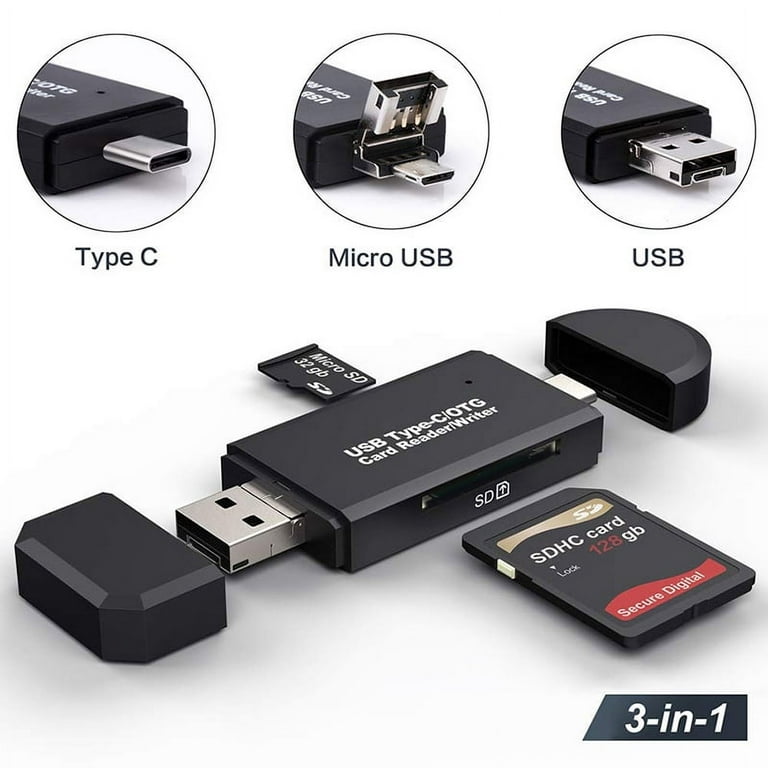Oak Leaf Micro USB OTG to USB 2.0 Adapter SD/Micro SD Card Reader with  Standard USB Male