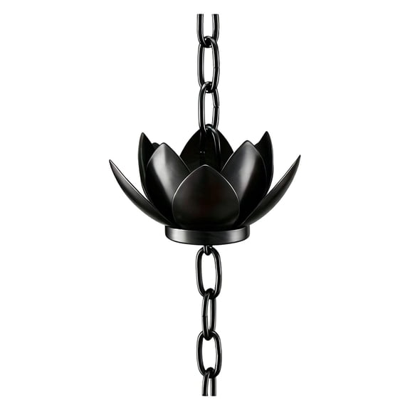 Oak Leaf Rain Chain with Adapter,Adjustable Lotus Rain Catcher Chain for Gutters Outside Downspout,for Divert Water and Home Display,Black Powder Coated