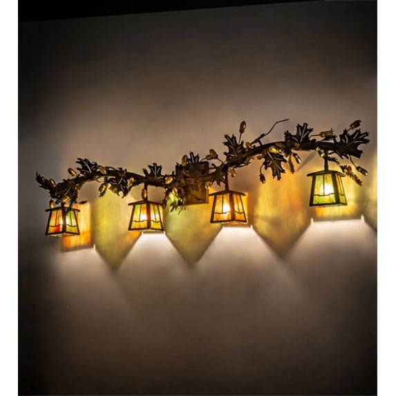 Meyda Tiffany 72263 Oak Leaf Valley 4 Light 52" Wide Vanity Light - Bronze