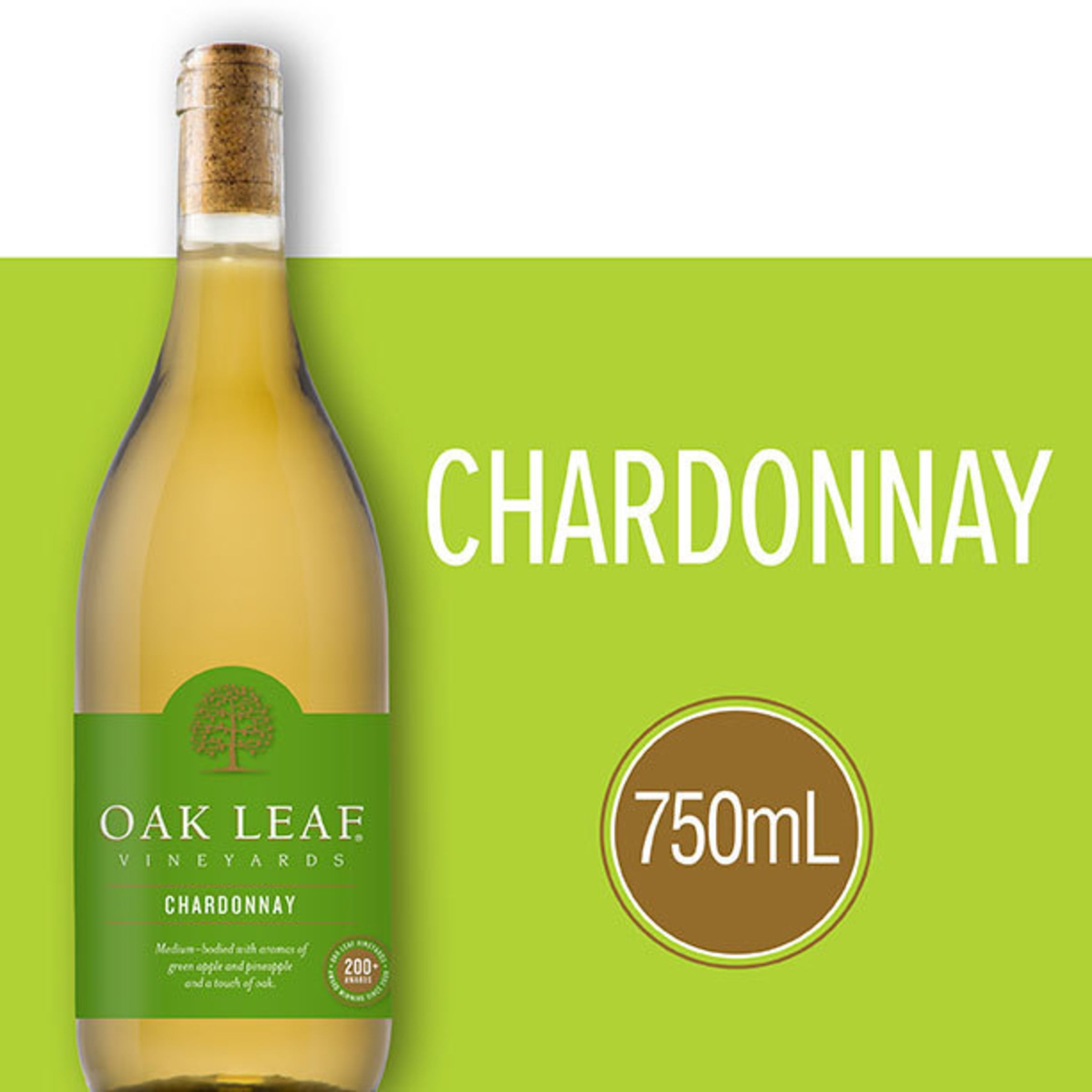 Oak Leaf Vineyards Chardonnay White Wine, 750 ml Glass, ABV 13.00