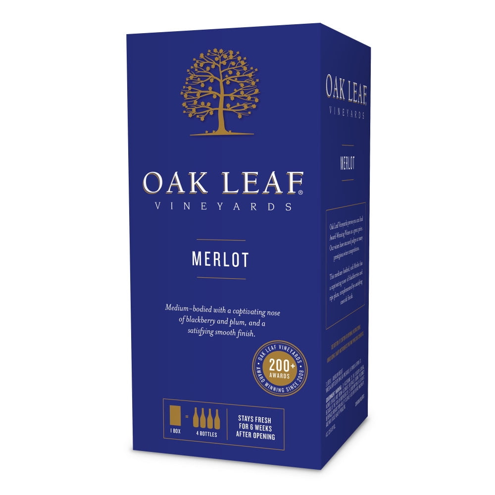 Oak Leaf Vineyards Merlot Red Wine, 3 L Bag in Box, 13% ABV