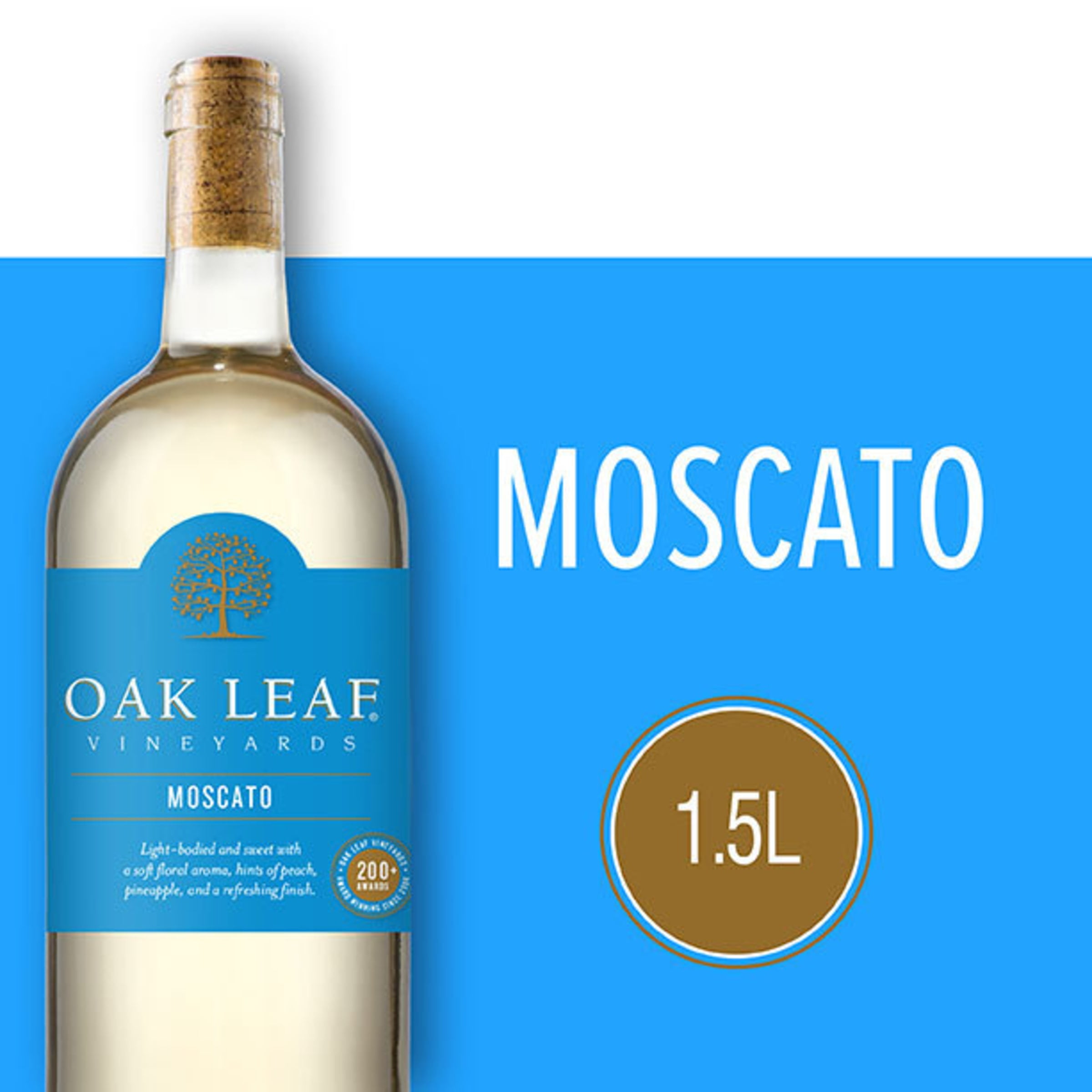 Oak Leaf Vineyards Moscato White Wine, 1.5 L Glass, ABV 10.00